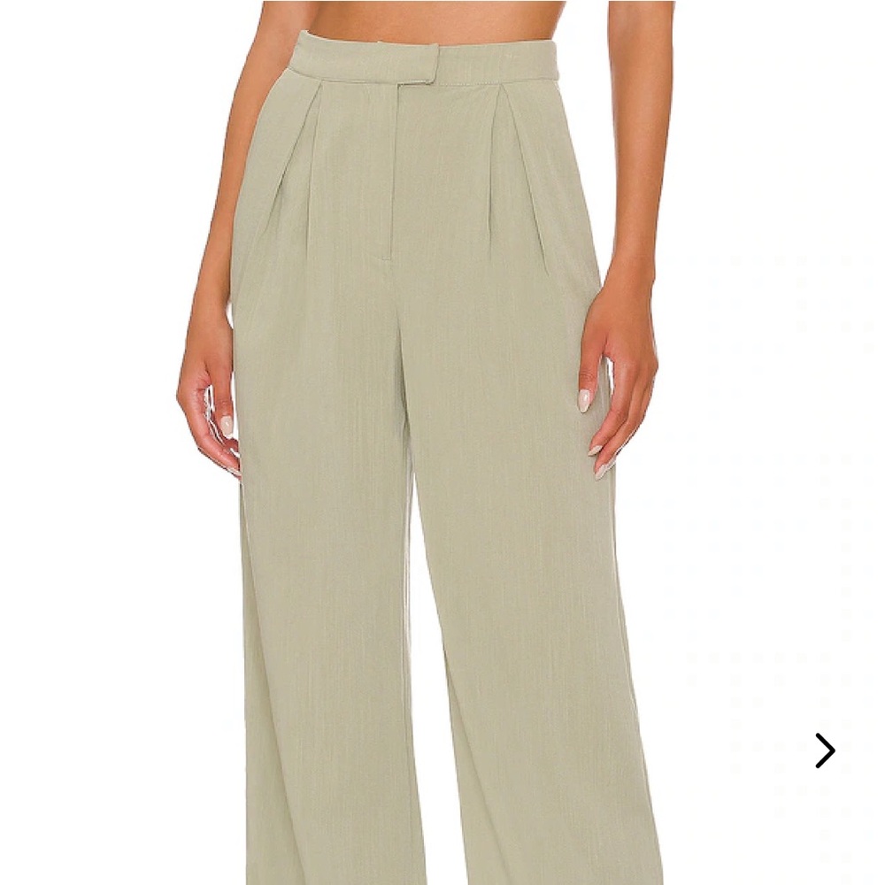 Lovers + Friends Wide-Leg Pleated Pants in Sage Green